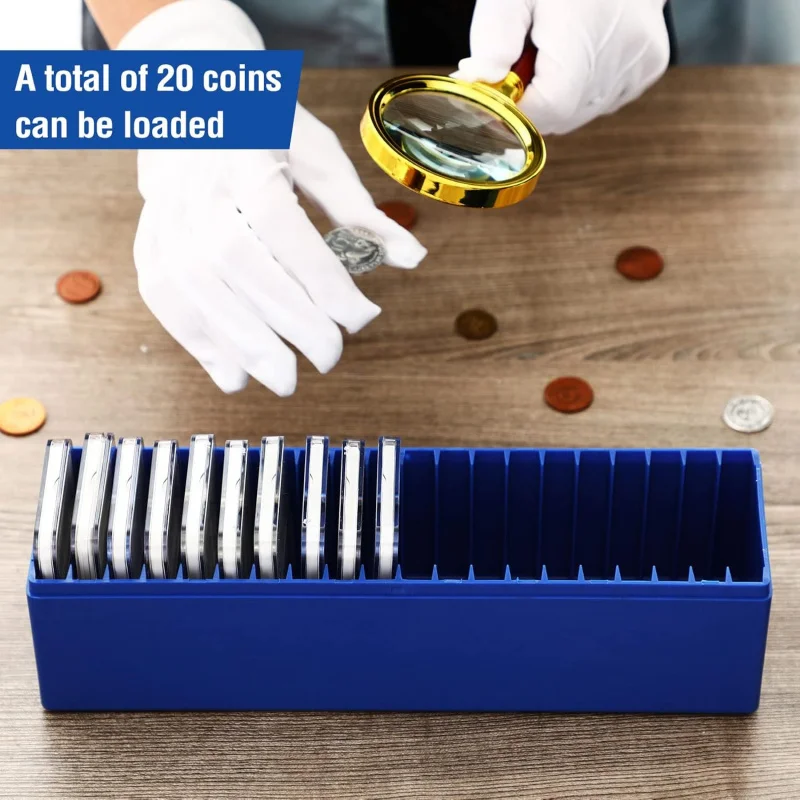 3 Pcs Plastic Coin Slab Storage Box Compatible with 20 Holders Blue Specie Trays fo