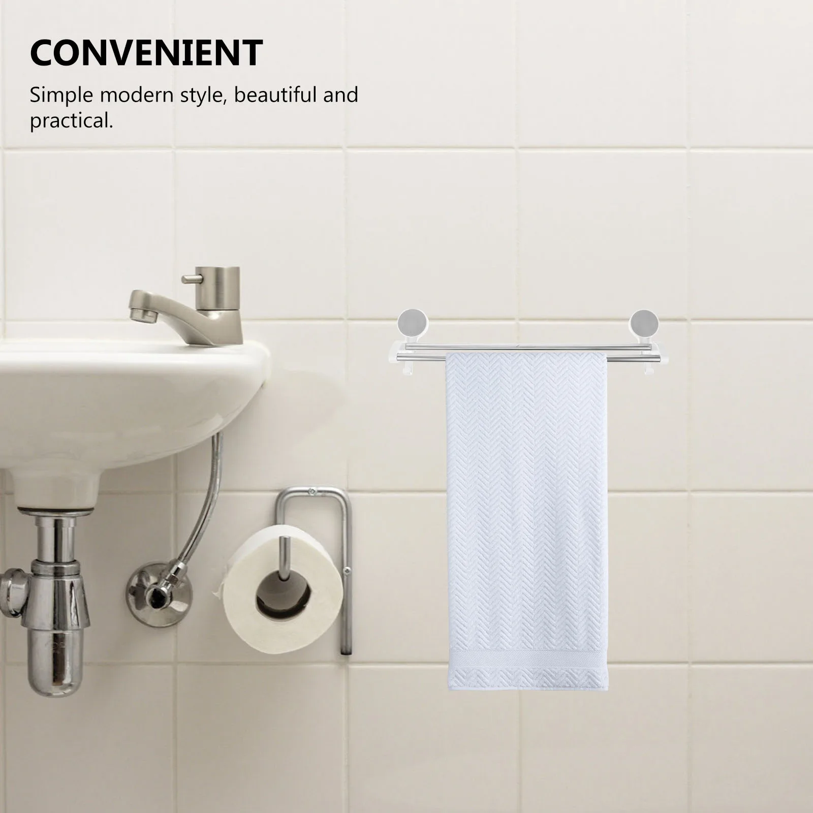 

No Drill Double Rod Wall Mounted Towel Rack Stainless Steel for Bathroom Kitchen Storage Organizer Rack for Bathroom