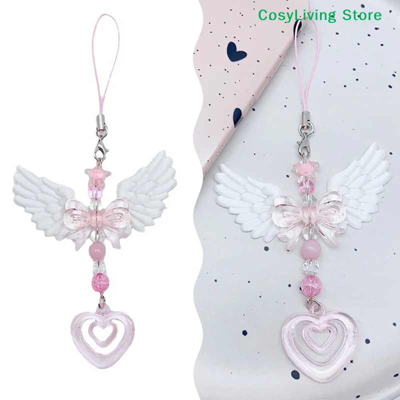 Lovely Wings Bow Heart Mobile Strap Phone Pendant Chain Party Gift Sets Fashion Sweet Keychain Bags Decorative Accessories Gifts