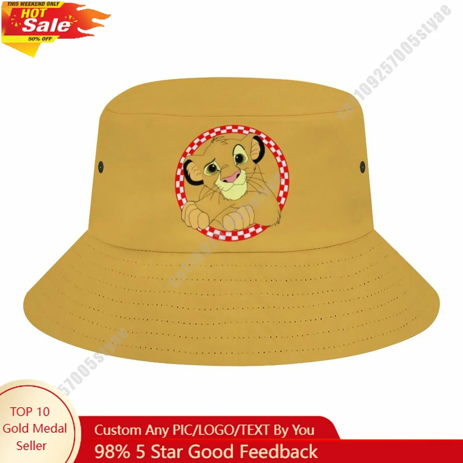 

Simba Bucket Cap Disney Cartoon DIY Custom Your Graphic Design Fisherman Hat Holidays Gift Sun Protection Fashion Hat