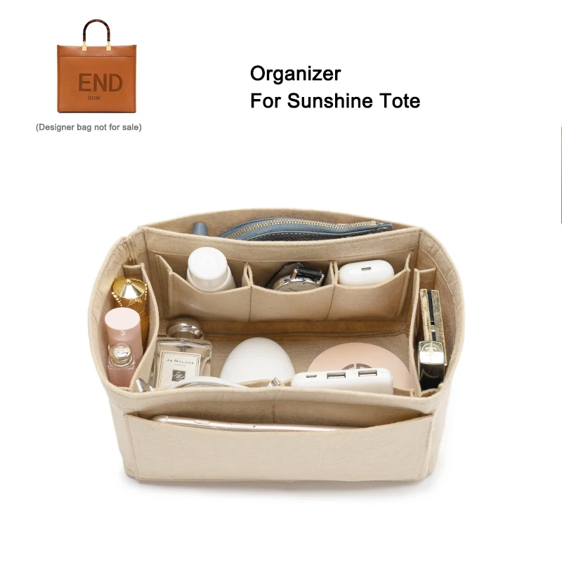 Customize Storage Organizer Insert For Fendy Sunshine Tote,Felt Makeup Linner Purse,Inner Shaper Fit Luxury Handbags for Women