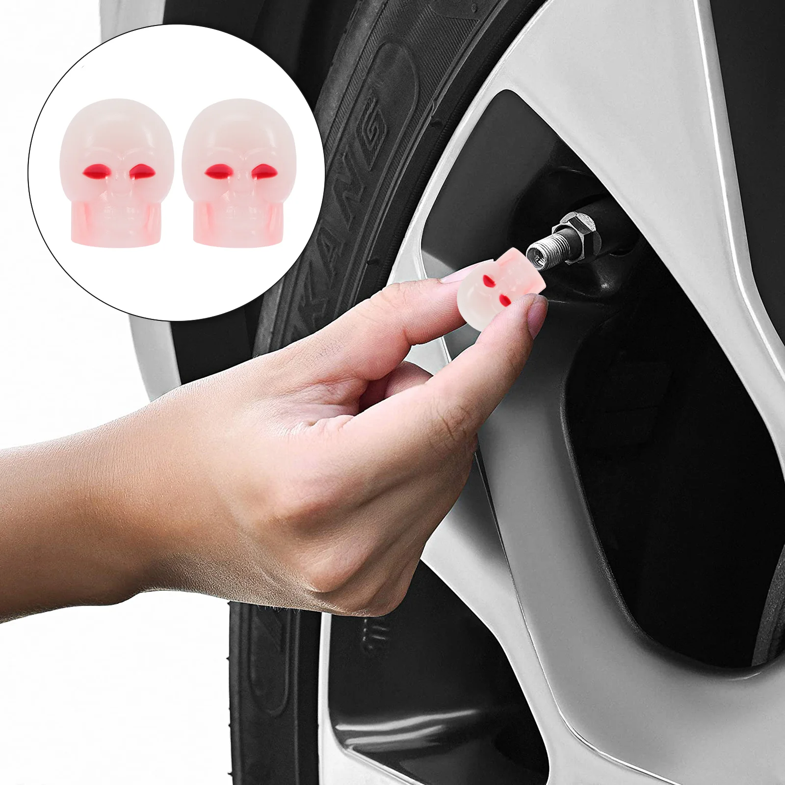 

40 Pcs Luminous Screw Cap Tire Car Caps Valve Make up Valves Stem Covers Rubber Glow The Dark Decoration