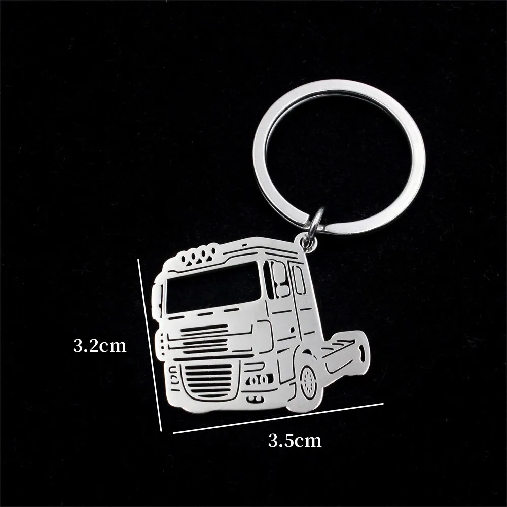 New Cool Boy Men\'s Big Truck Keychain Stainless Steel Car Keychains Truck Keyrings Jewelry for Dad/Boyfriend/Husband Gift