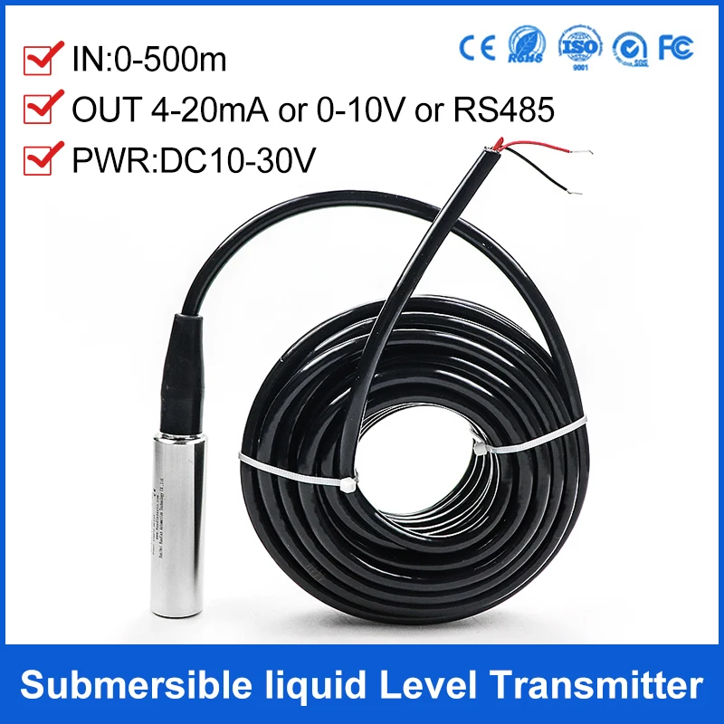 200m Range hydrostatic liquid level transmitter 4-20mA 0-10V 0-3.3V RS485 output water pressure level sensor