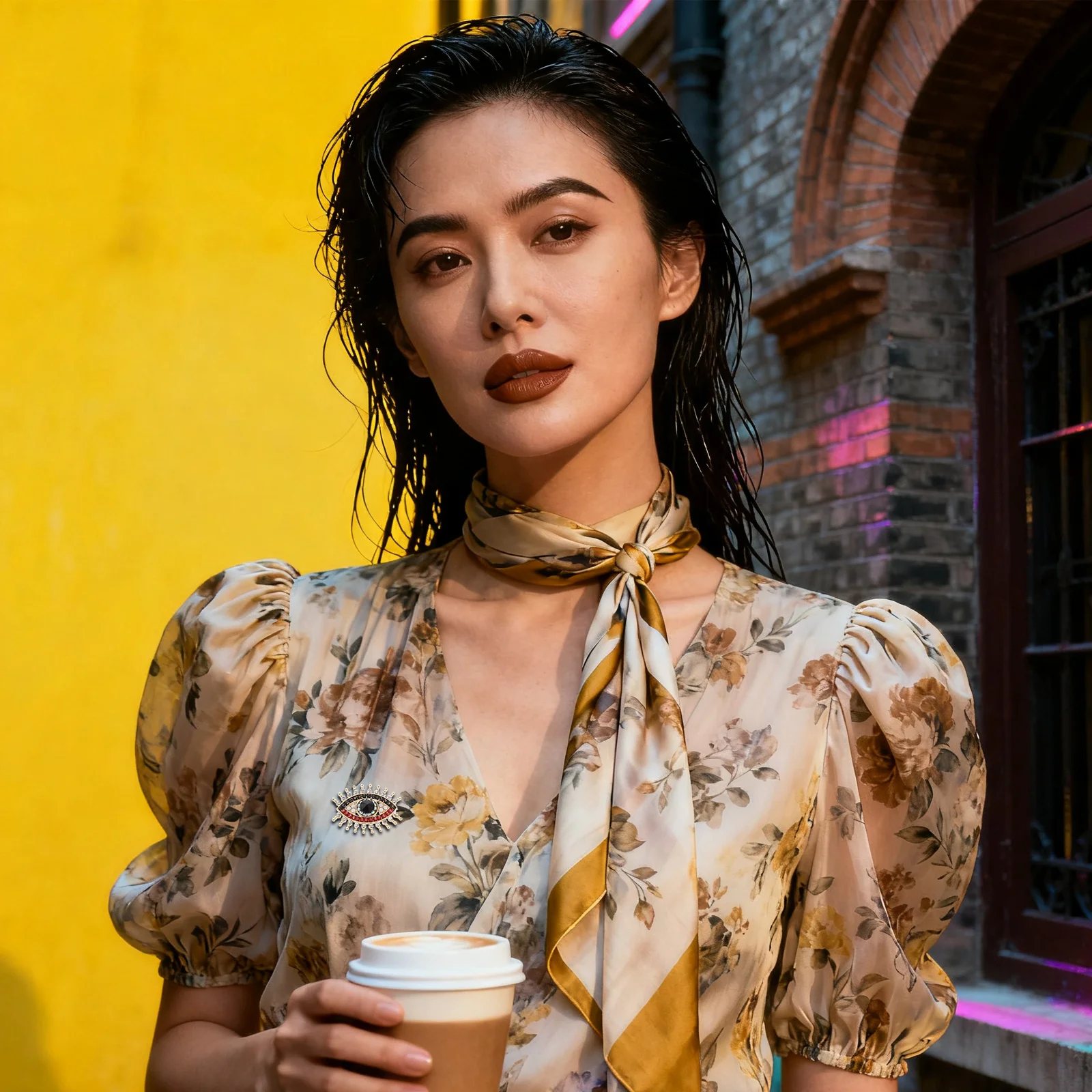 

2Pcs Evil Eye Brooch Pin Rhinestone Lapel Pins Turkish Vintage Collar Clip for Women Cardigan Scarf Shawl Jewelry