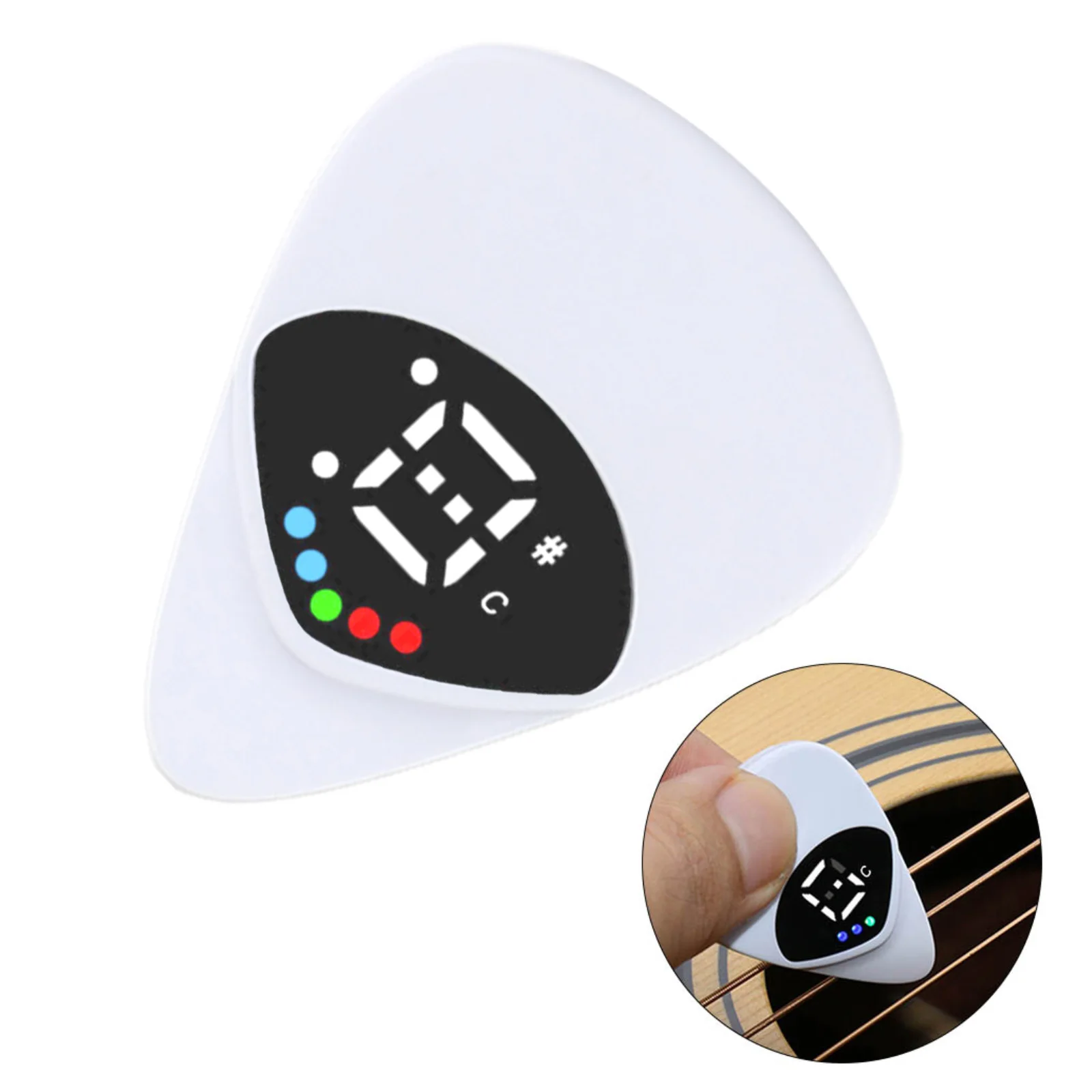 Guitar Plectrum with Built In Tunner Easy to Read Visual Indicators Suitable for All String Instrument Players