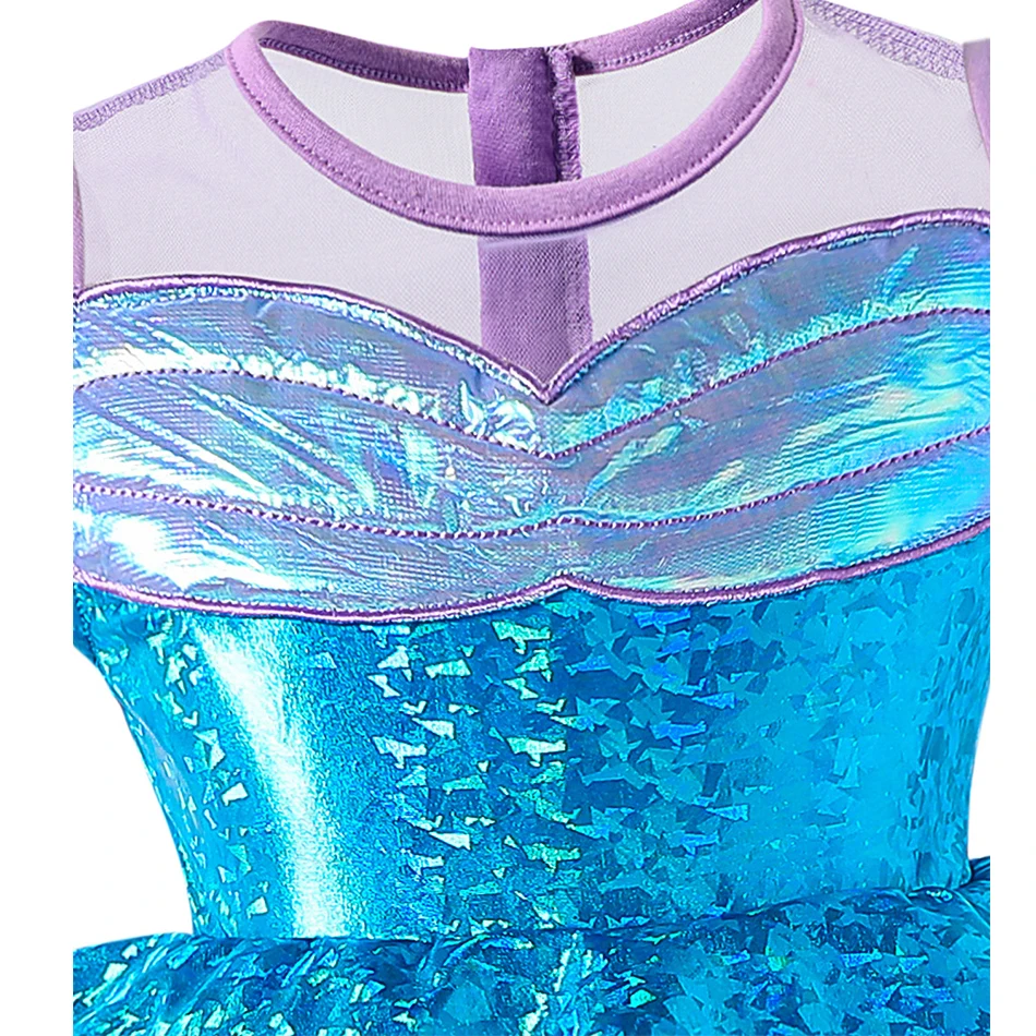 Ariel Princess Fancy Dress Girls Patchwork Color Irregular Skirt Gown Children Stage Performance Clothes Party Casual Clothes