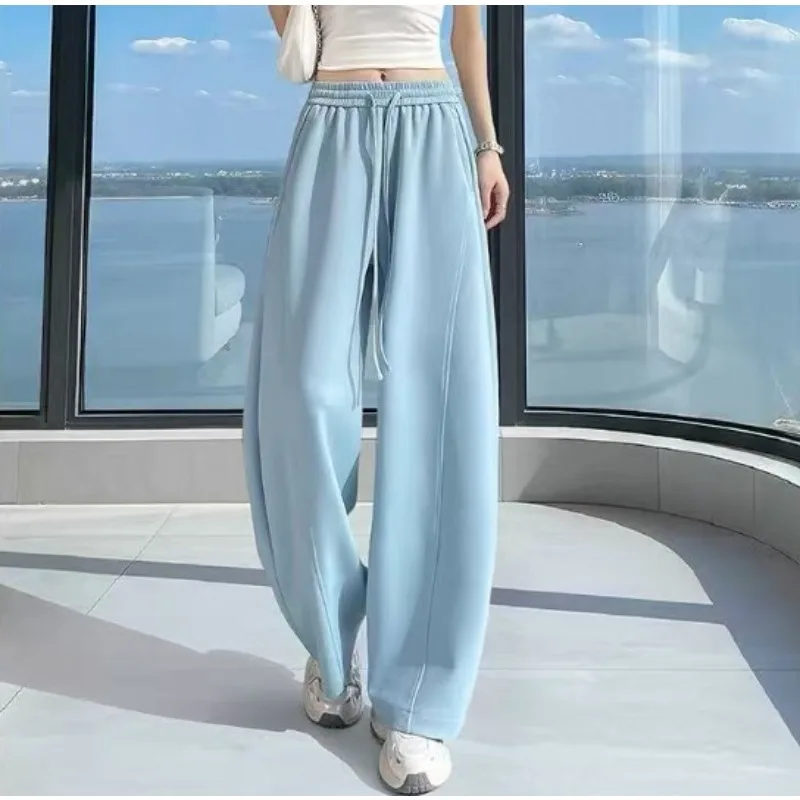 2026 Autumn New Simple Solid Color Women's Casual Pants Japanese Korean Fashion Harajuku Loose Wide Leg Sweatpants Joggers Women