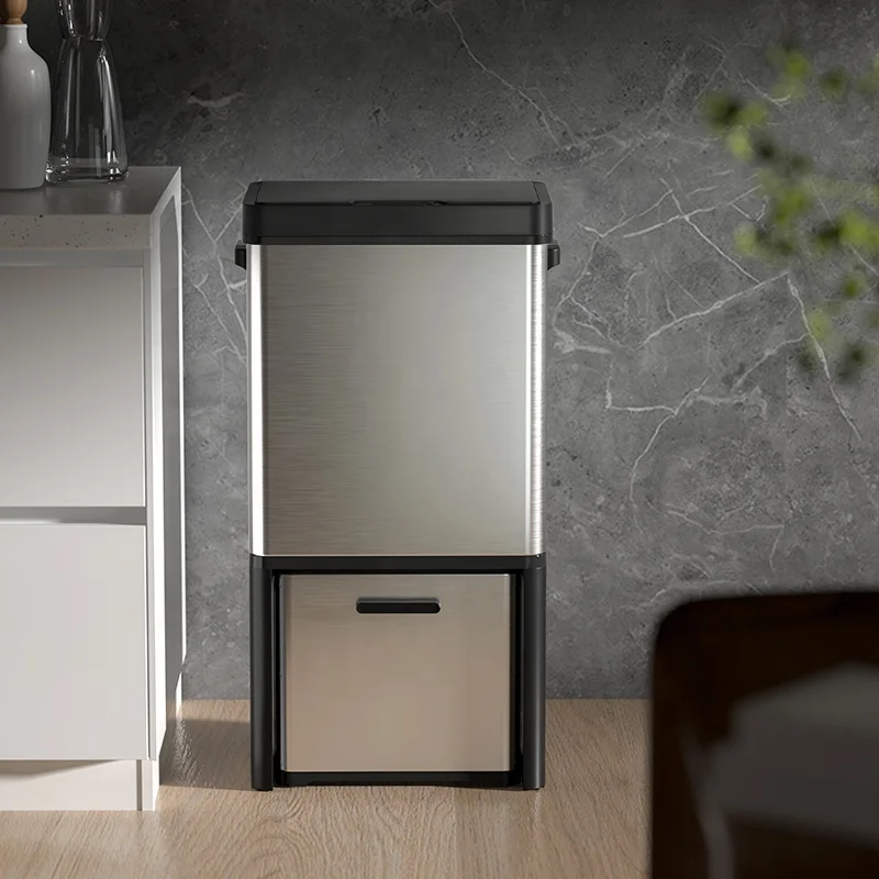 ถังขยะอัจฉริยะ 72 ลิตร แบบสัมผัสอัตโนมัติ แยกประเภทขยะได้ 2 ช่อง