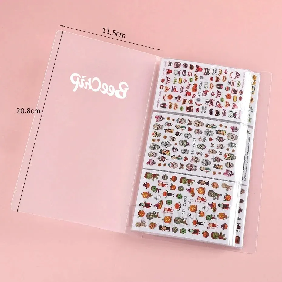 대용량 전시용 네일 스티커, 사진 앨범 카드 패키지, 단추 타입 매니큐어 스티커, 노트북 보관함