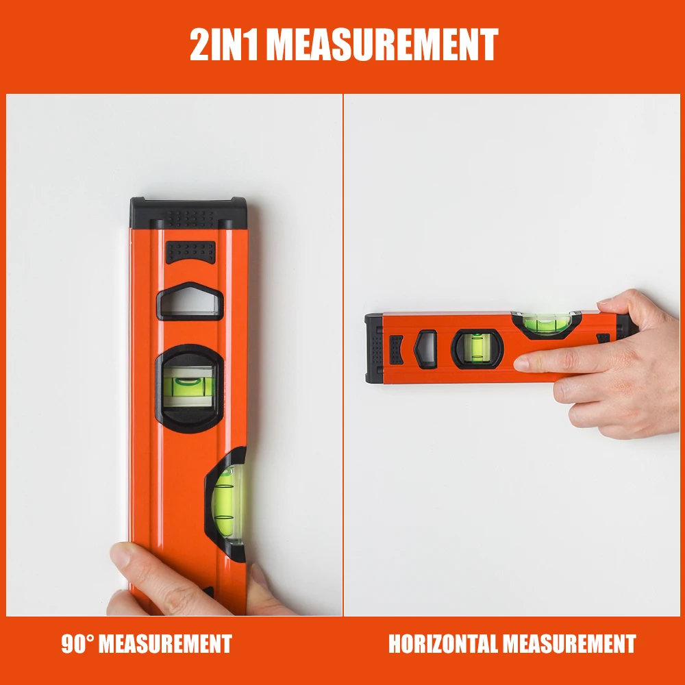 Rongpro  20cm Portable Spirit Level High Precision Aluminum Construction Leveling Tool Measurement Bubble Level Gauge