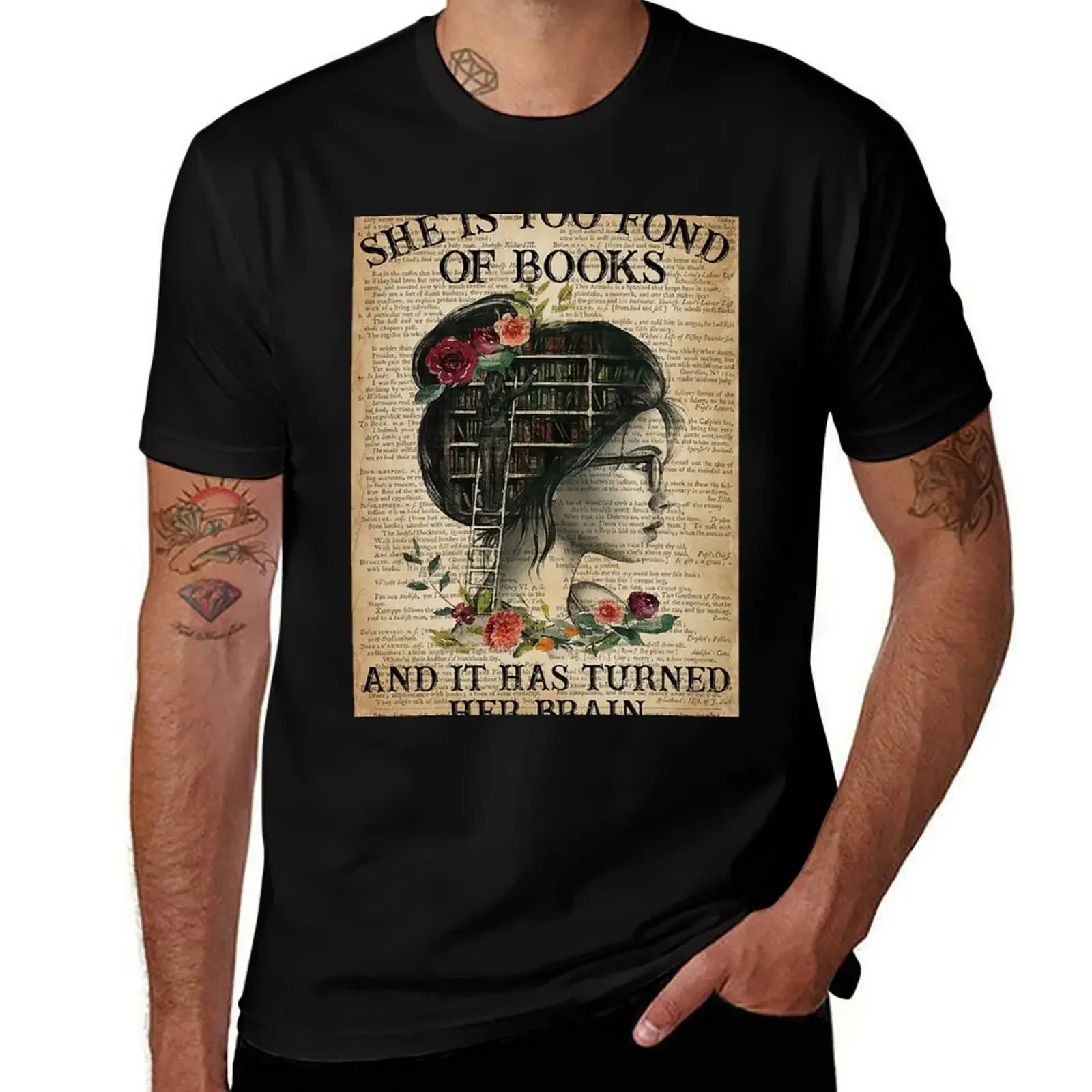 She Is Too Fond Of Books And It Has Turned Her Brain Flowers Dictionary Poster T-Shirt graphics korean fashion men clothes