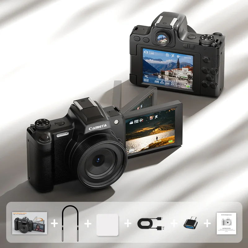 4K Micro DSLR Camera  For Photography & Vlogging，with Flip Screen 68MP CCD  2.8" Compact Travel Camera Professional Photography view 5