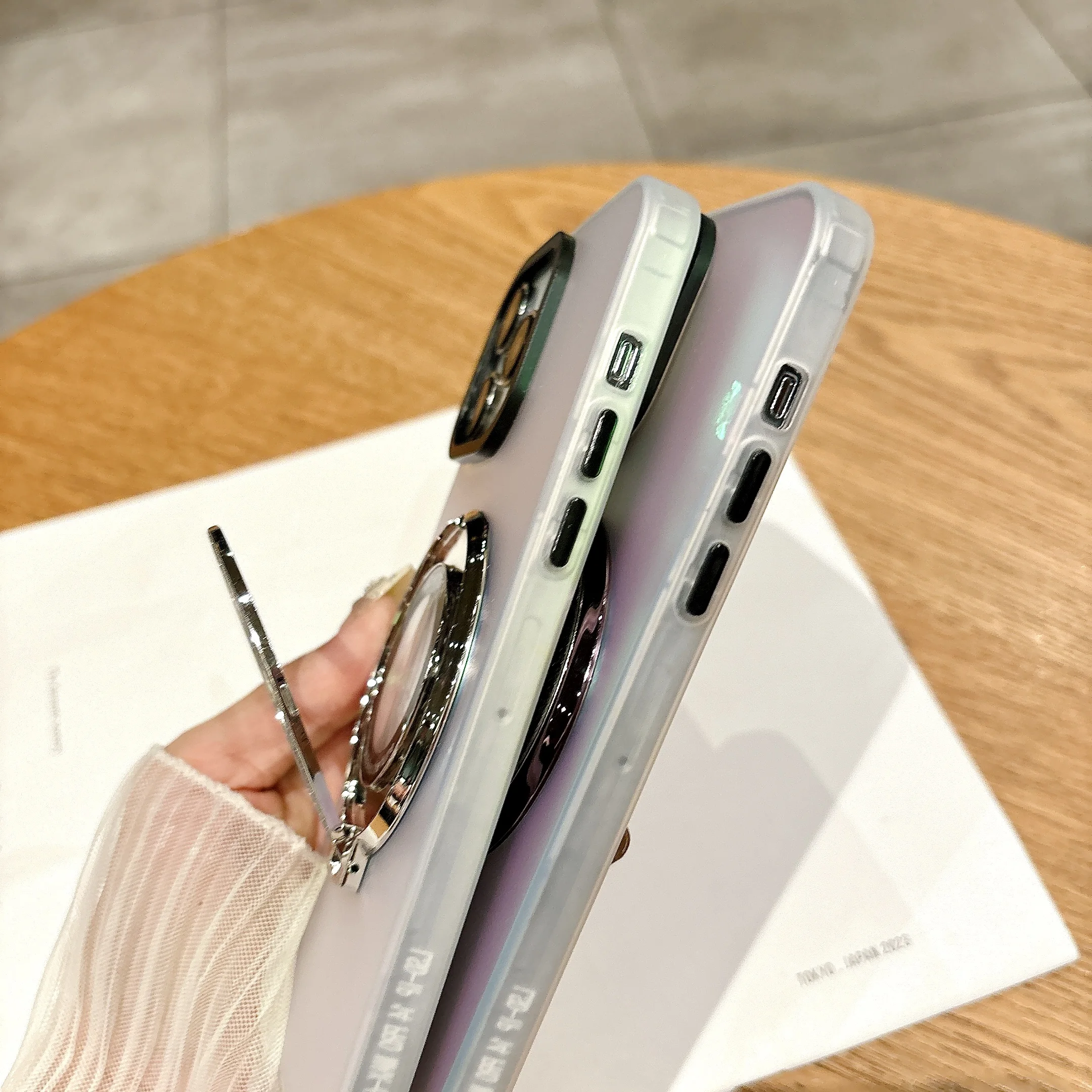 مع حافظة دعم غير مرئية جذابة مغناطيسية لهاتف آيفون 17 16 15 14 غطاء هاتف 15 14 13 Pro MAX صلب مقاوم للصدمات خلفي Funda #5