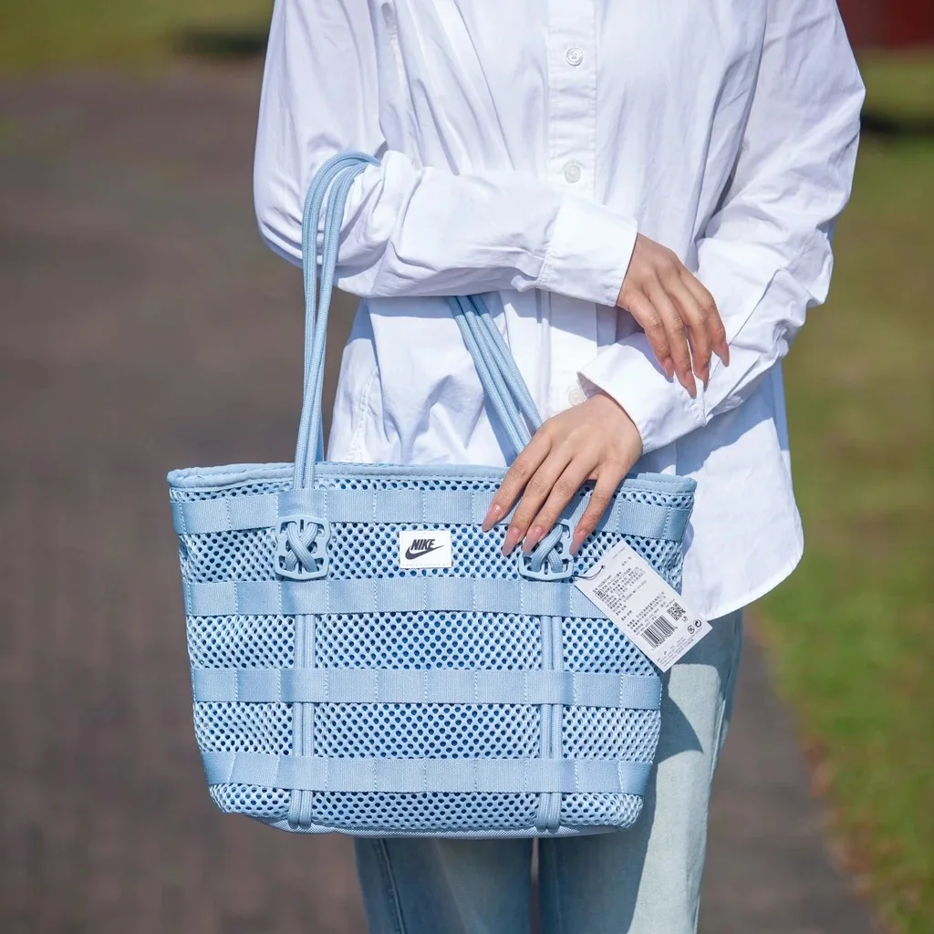 Nike Air Women's Small Polyester Tote Shopping Bag Sky Blue | Shoulder & Crossbody Portable Versatile Casual Large Capacity Bag