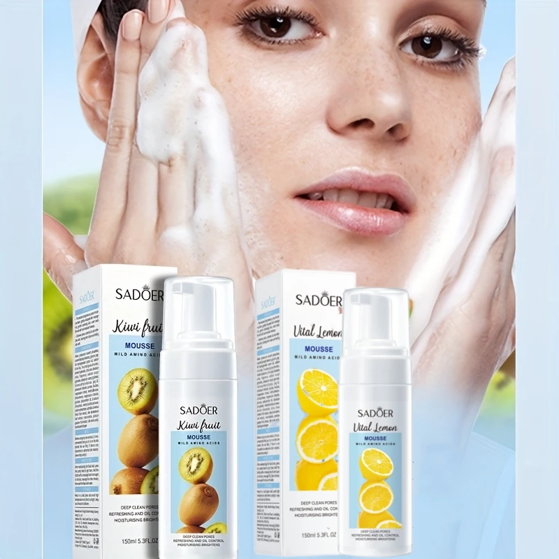 Fruit Amino Acid Cleansing Mousse Two Options Available: Kiwi / Lemon Foaming Cleanser Deep Cleansing Pores Oil Control Moisturizing Brightening Cleanser 150 ml