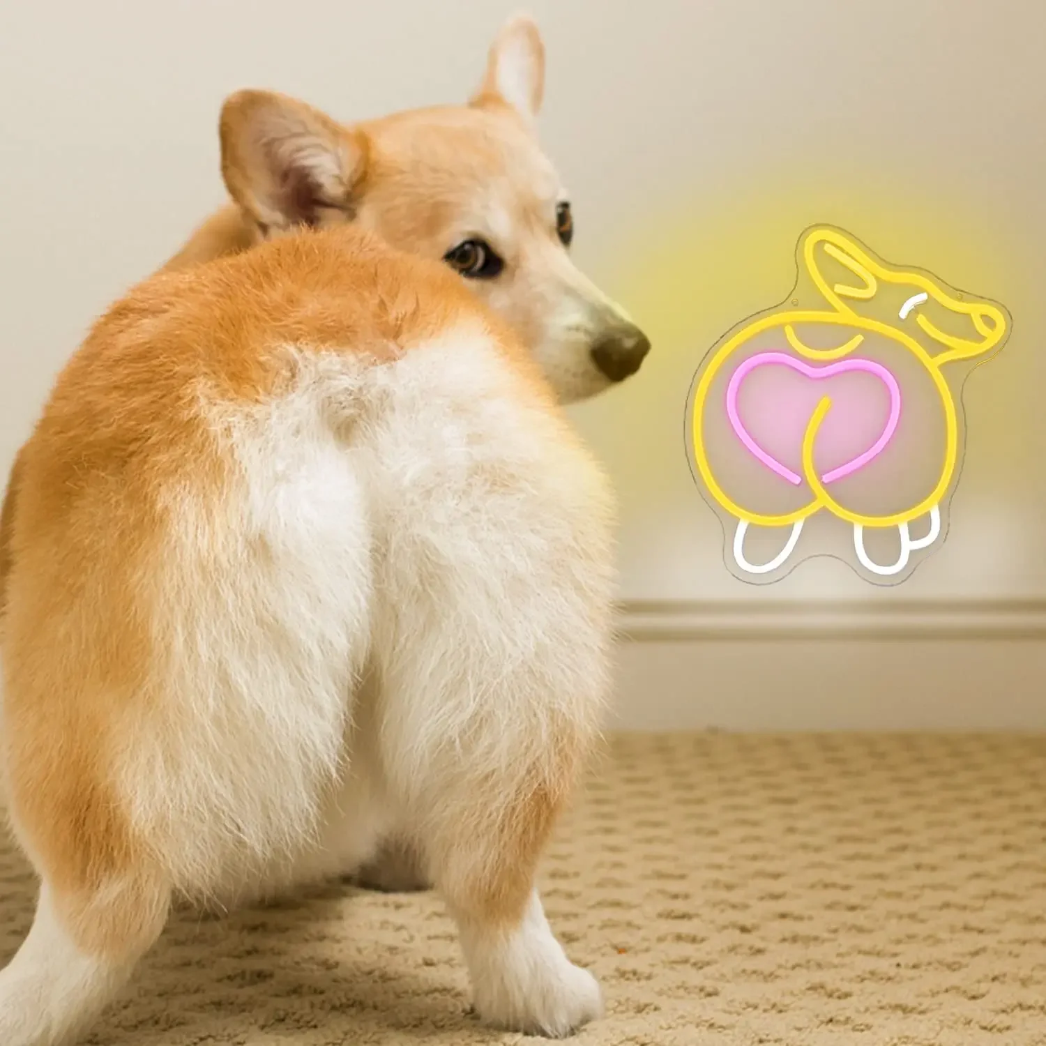 Неоновая вывеска Corgi, милая фотография, неоновая фотовывеска для домашнего животного, домашний декор, подарки на день рождения для спальни, светодиодная неоновая настенная вывеска