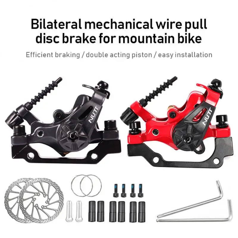 Mountain Bicycle Disc Brake Dual Piston Drive Caliper with 160mm Rotor MTB Bikes Scooter E-Bike Brakes Pull Line