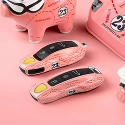 Car Key Fob Case Cover With Pink Pig Edition Painting Protective Shell Suitable For Porsche 911 Cayenne Panamera Macan