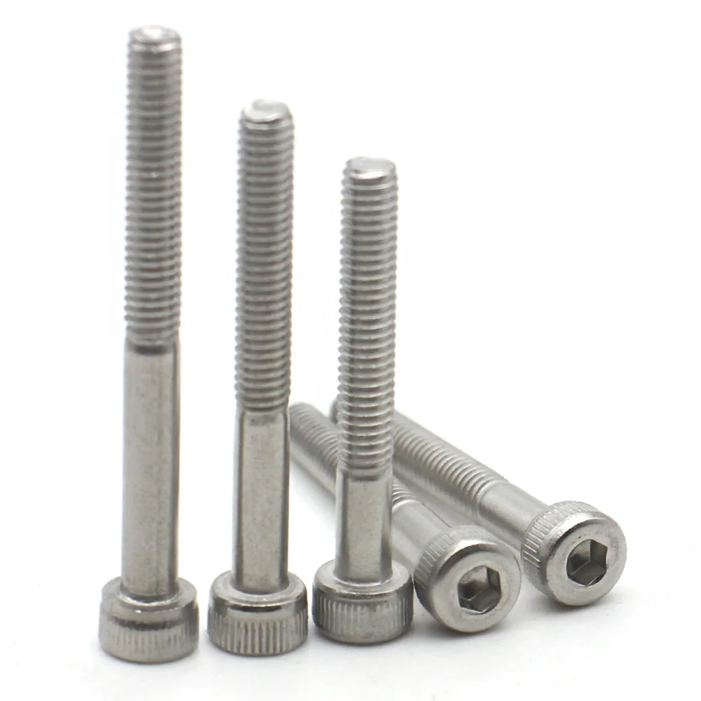 10-1 pz 304 In Acciaio Inox Socchetto Viti A Testa Cilindro M3 M4 M5 M6 M8 M10 M12 M14 M16 Filettatura Parziale Bulloni Esagonali di Lunghezza Lunga