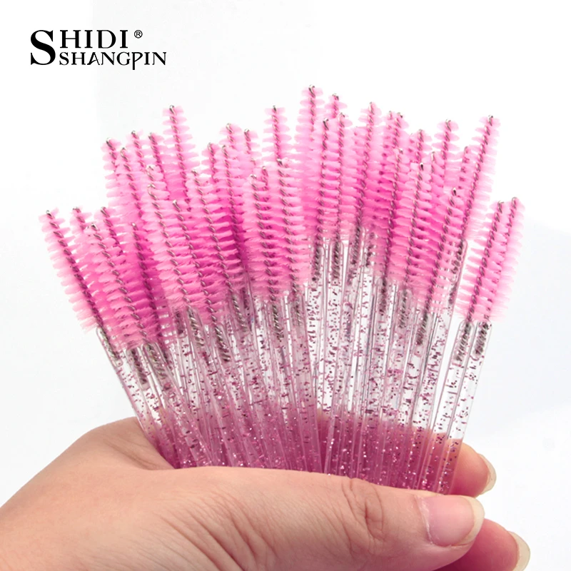 Escova de cílios reutilizável 5/50 pçs pincéis de maquiagem de extensão de cílios postiços escova de sobrancelha varinhas de rímel spoolers lash ferramenta cosmética