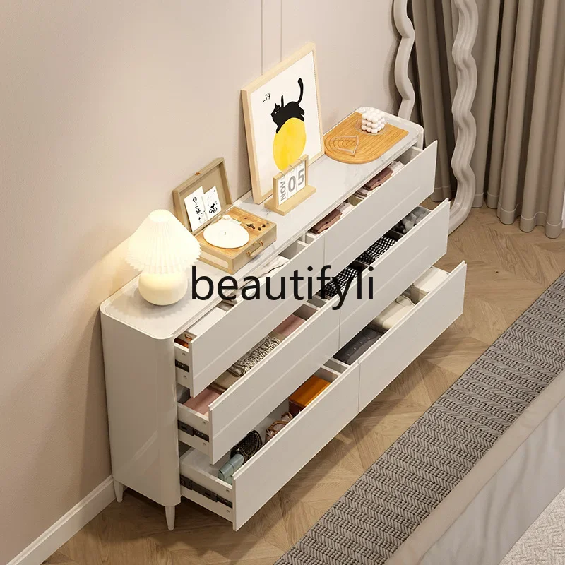 

Bedroom Chest of Drawers Cream Style Bedside Five-Drawer Simple Storage Cabinet Organizer