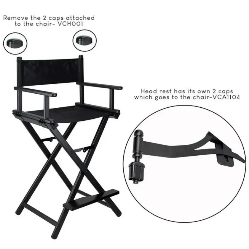 Modern Simple Portable Aluminum Director Chair with Headrest - Portable Makeup Artist/Manager Folding Chair for Better Rest