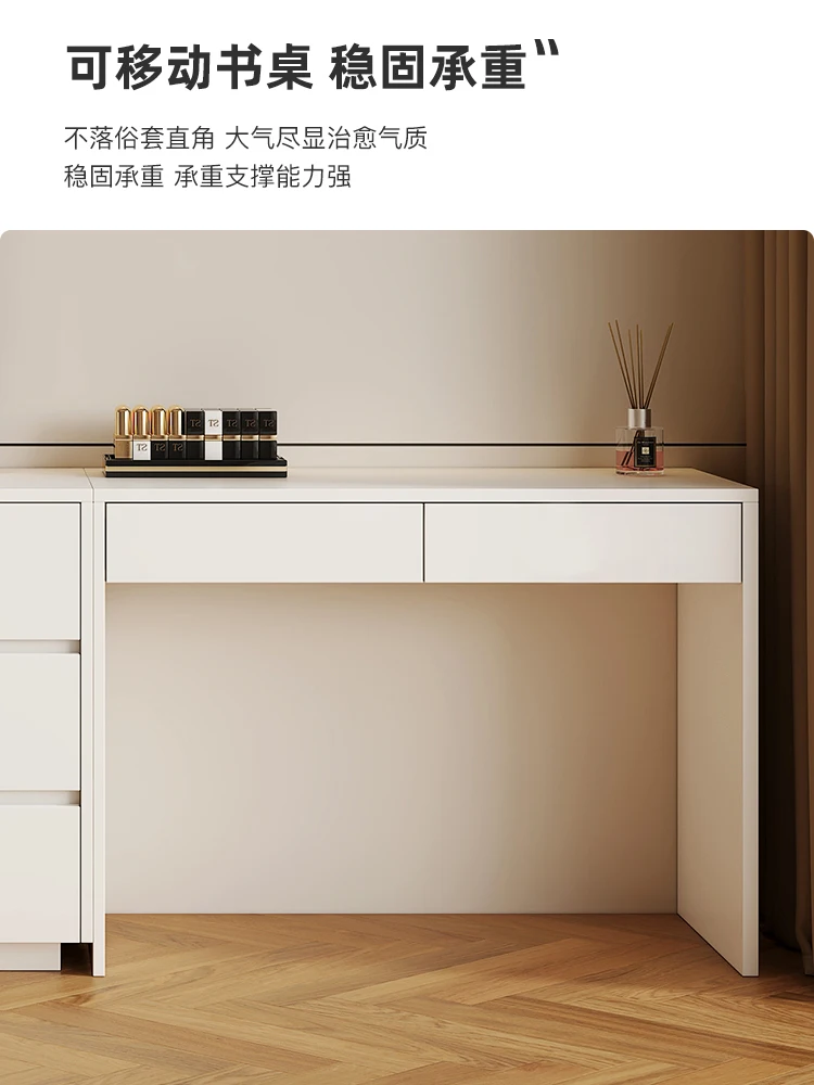 Creamy light luxury modern bedroom multifunctional dresser chest of drawers combination home desk