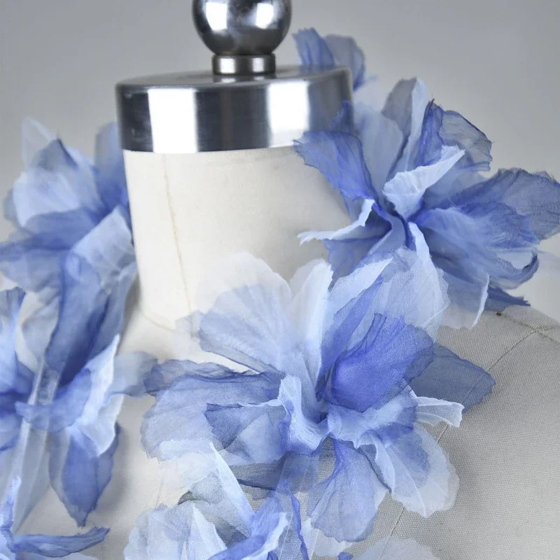 Deep Blue Seven Leaf Flower Gradient Lace Seven Leaf Flower Creative Handmade DIY Decoration Headwear Chest Flower Accessories