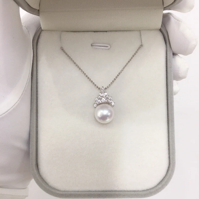 

Natural freshwater pearl zircon pendant design with a high-end feel necklace to give to girlfriend A71