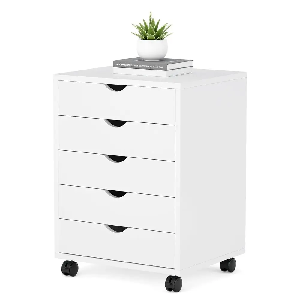 

Under Desk Rolling Storage Chest with Wheels, White, for Small Desk or Home Office