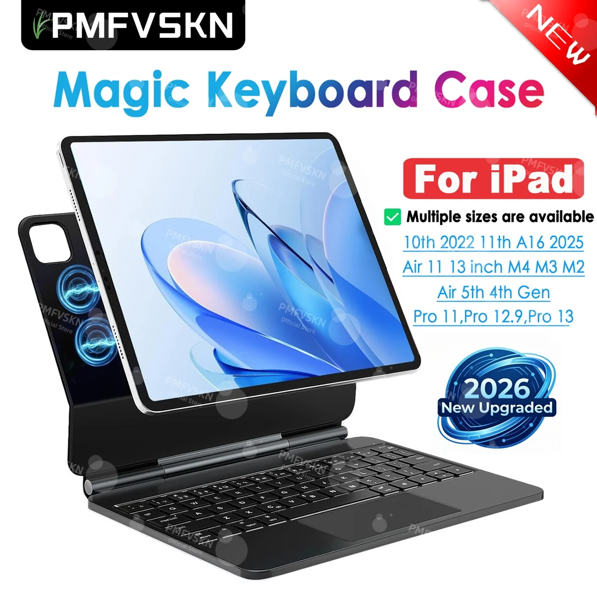 

2026 Bluetooth Magic Keyboard For iPad A16 11th Generation 10th Gen Magnetic Case For iPad Air 11 13 M4 M3 Pro 11 12.9 2018-2022
