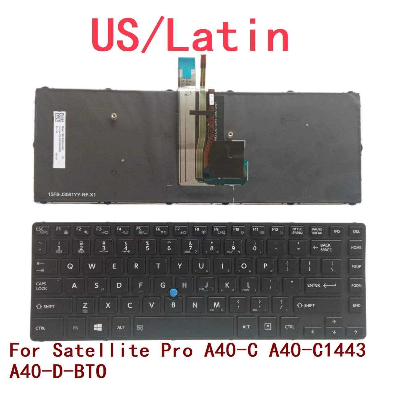 

New US Latin Laptop Backlit Keyboard For Toshiba Satellite Pro A40-C A40-C1443 A40-D-BTO Notebook PC Replacement