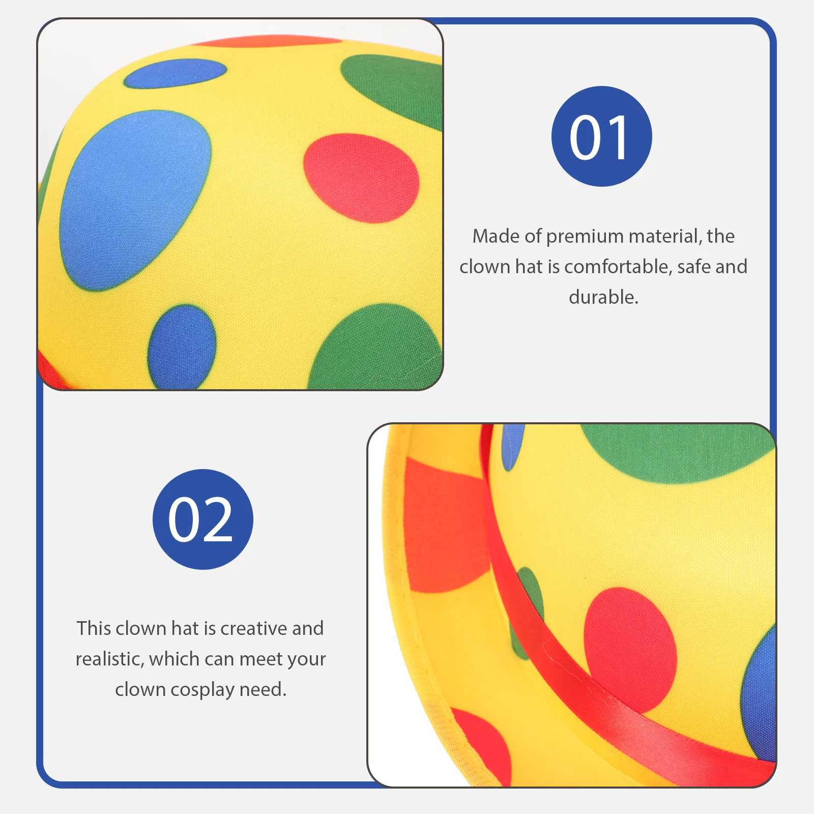 قبعة المهرج ذات جودة عالية، تصميم واقعي متين لحفلة الهالوين، زي دعامة أداء المسرح