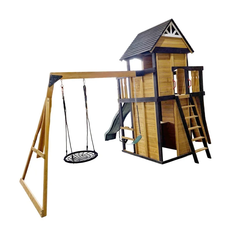 

Outdoor Playhouse Wooden Slide Combination Outdoor Swing Multi-Function Tunnel Climbing Frame Children's Playground Equipment