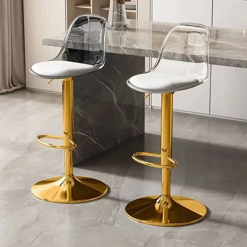Display Swivel Bar Stools Adjustable Acrylic Light Luxury Lounge High Chairs Relaxing Salon Party Accent Chaise Hotel Furniture