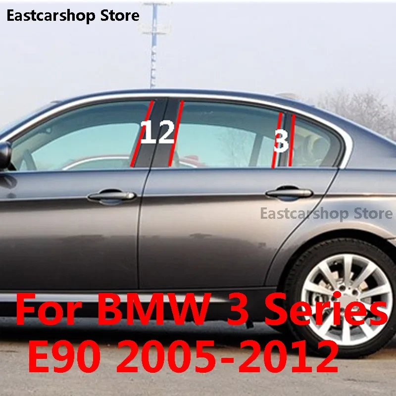 

For BMW 3 Series E90 2012 2011 2010 Car Door Central Window Middle Column Trim Decoration Strip PC B C Pillar Cover 2005-2009