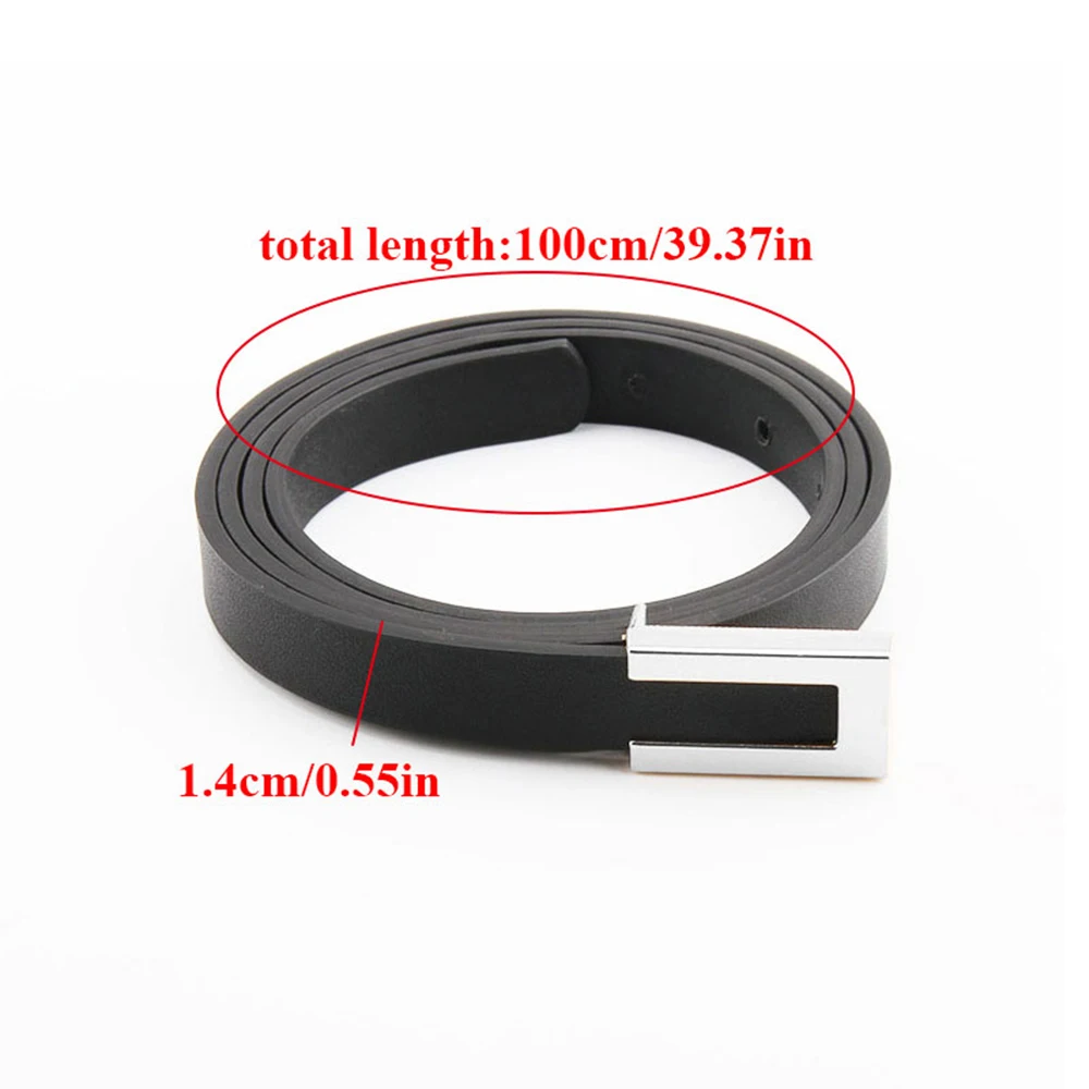 Women Fashion Simple Metal Buckle Slim Waist Strap Adjustable PU Leather Thin Belt Ladies Trouser Dress Decoration Waistband