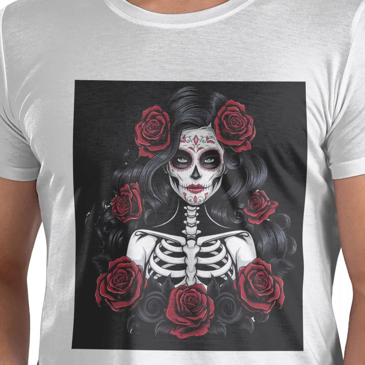 

Футболка из 100% хлопка Mexican Catrina Girl Day Of The Dead, мужские модные футболки, мужские футболки с круглым вырезом и коротким рукавом, S-6XL