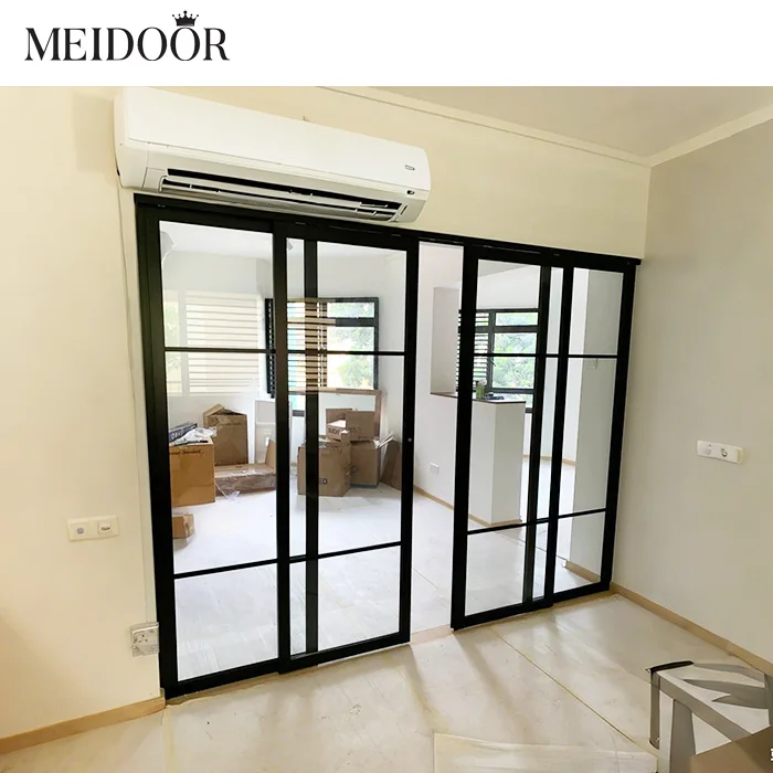 High Quality Aluminum Sliding Doors Beautiful Slim Frame Partition Door Double Glass Sliding Doors
