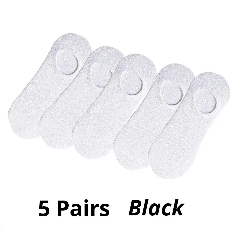 5 Pairs Men\'s Solid Color Light Mouth Invisible Socks Solid Color Business Casual Non Slip Men\'s Short Socks