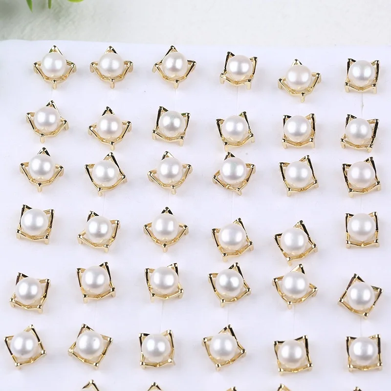 Fashion Jewelry Creative Design Freshwater Round Pearl Zircon Accessories Earrings Jewelry