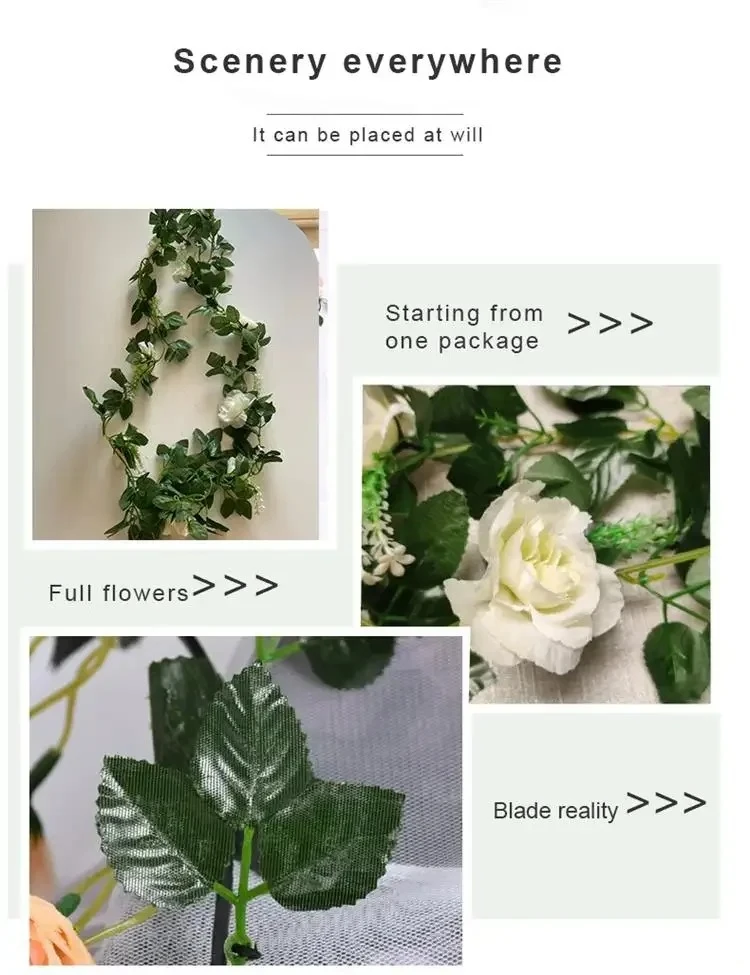 1 Stücke 2,2 M Künstliche Weiße Blume Gefälschte Hängende Gefälschte Weinpflanzen Blätter Artificials Girlande Blumen Hochzeitsdekoration – Detail 4