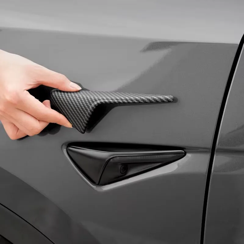 

For Tesla Model 3/Y Blade Side Camera Trim Scratch Protector Trim Strip ABS Fender Carbon Fiber, 2pcs