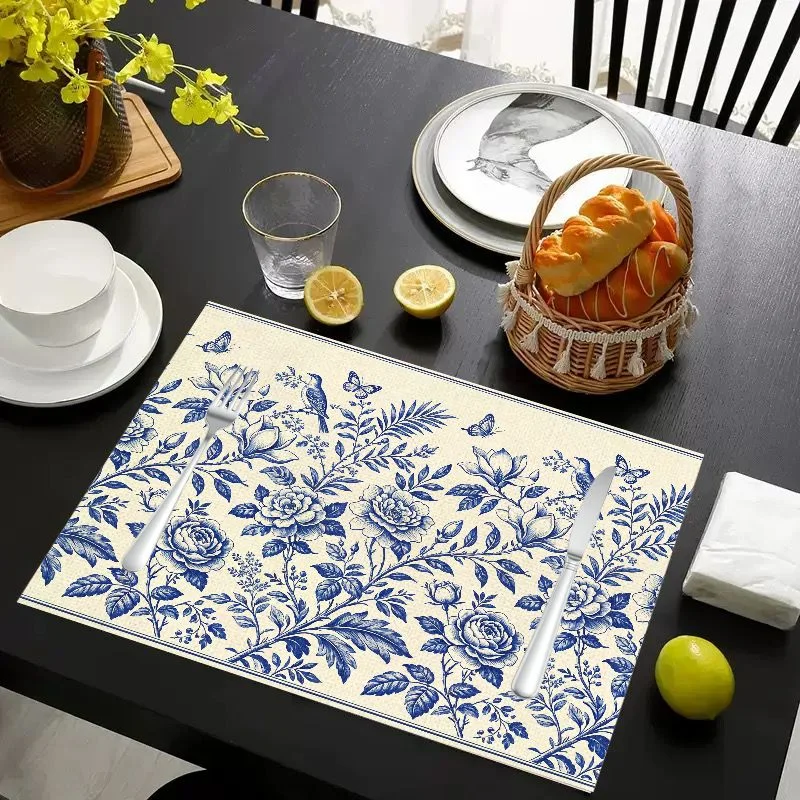 VIKAMA Placemat Oil Painting Daisies Print, Waterproof Oil-Proof Heat-Resistant Non-Slip Dining Table Mat