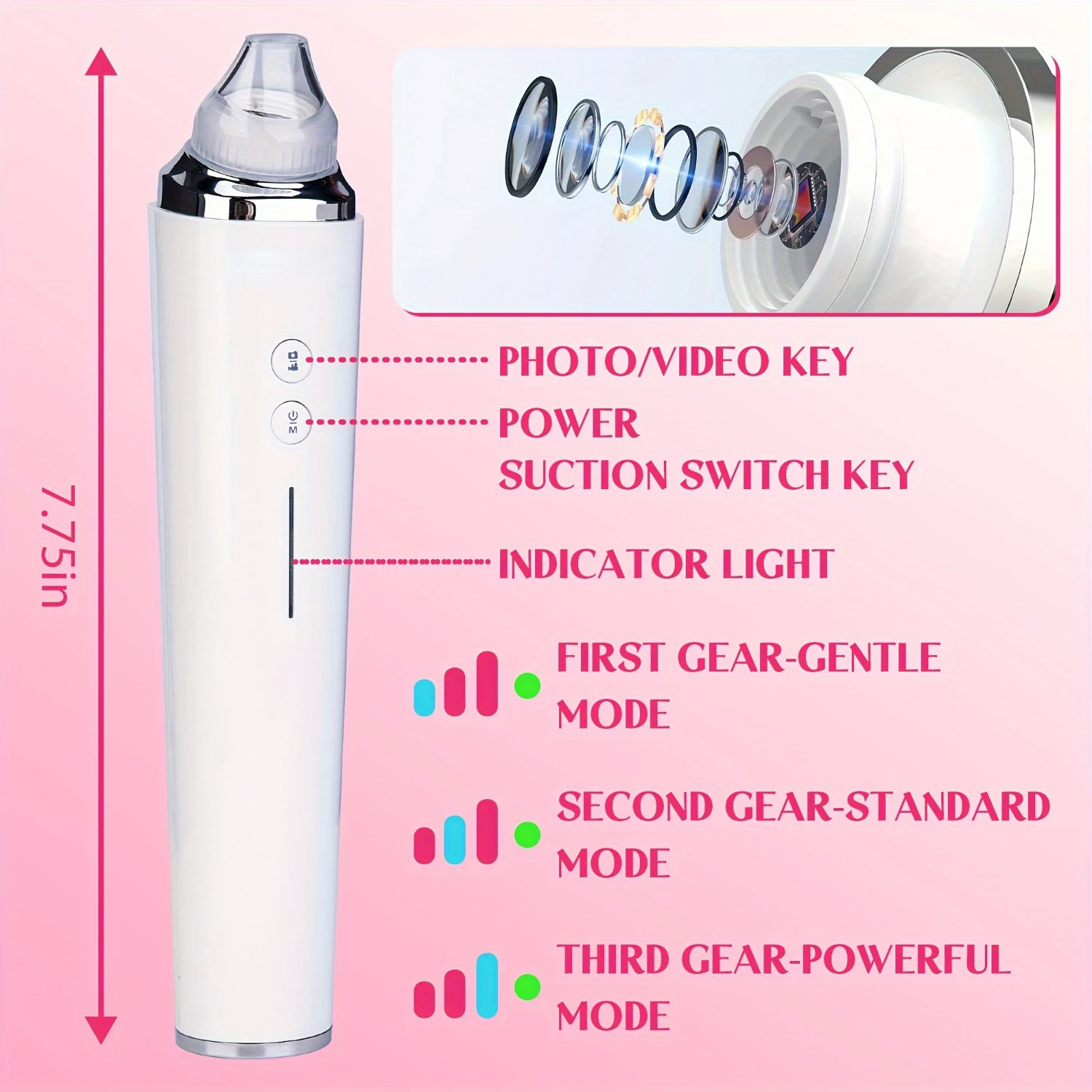 

Wireless HD Blackhead Remover Camera - Visual Facial Pore Cleansing Tool for Women - Perfect Mother's Day Gift - Innovative Blac