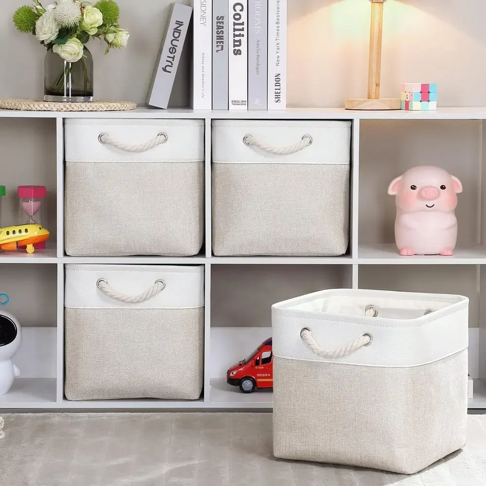 Fabric Storage Boxes,28x28x28cm Storage basket Cube Storage Unit Organiser for Clothes, Toys,Suitable for Wardrobes, Shelves an
