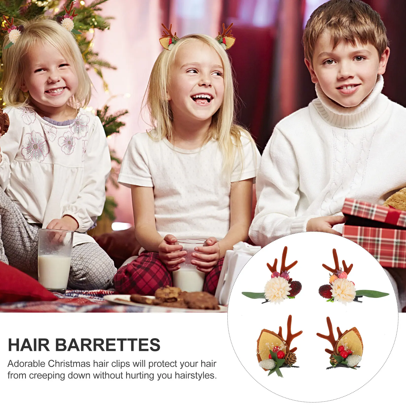 

2 пары заколок для волос с рогами, рождественские аксессуары, портативные украшения для волос для ежедневного использования для детей, женщин, девочек, подростков, идеальные неформальные