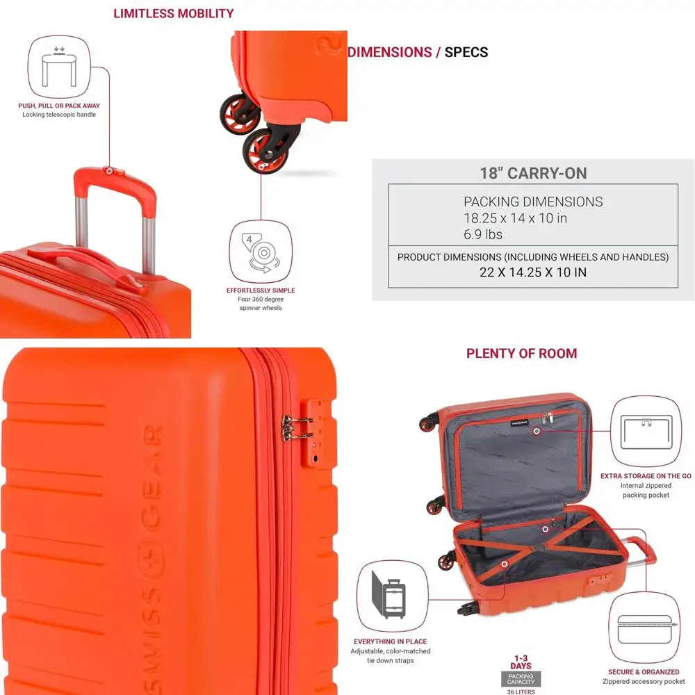 

Orange SwissGear 19 Expandable Hardside Spinner Luggage with TSA Lock and Cup Holder