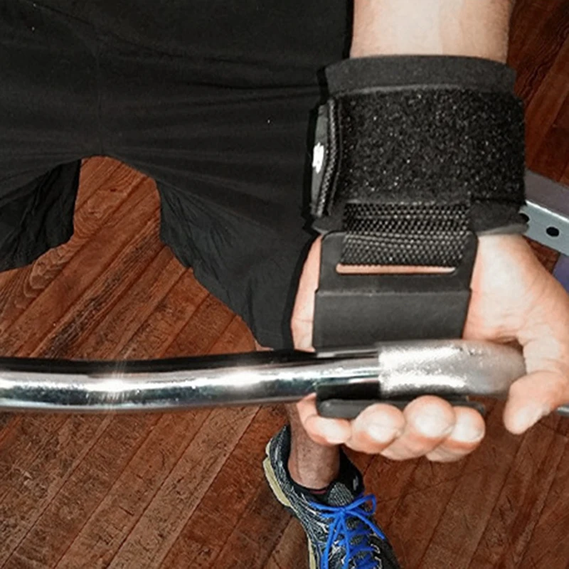 

B06C-Fitness Weight Lifting Heavy Duty Hooks With Neoprene Pad Gym Wrist Wraps Best Power Weight Lifting Training Set